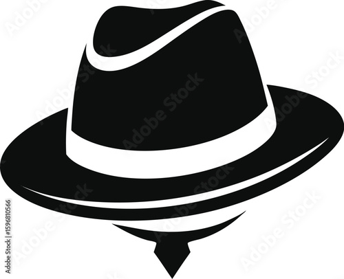 Stylish classic fedora hat silhouette illustration a timeless accessory for fashion and design projects presented in a clean vector format