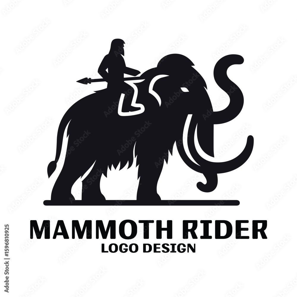 Obraz premium Mammoth Rider Vector Logo Design 