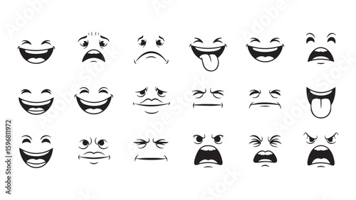 Assorted Facial Expressions Emotions Conveyed in Minimalist Cartoons
