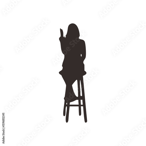 silhouette of a woman sitting on a high stool