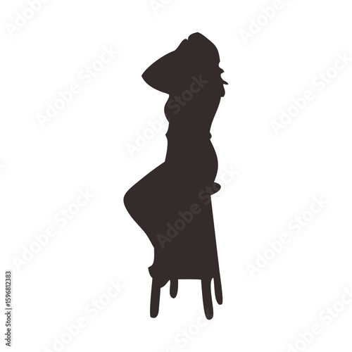 silhouette of a woman sitting on a high stool