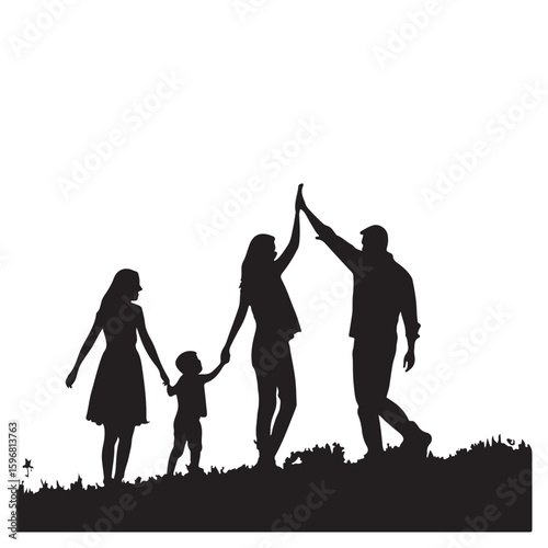Family silhouettes, Happy family silhouette set