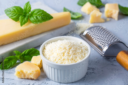 Grated parmesan cheese in t...