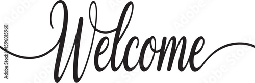 Elegant cursive welcome script calligraphy greeting