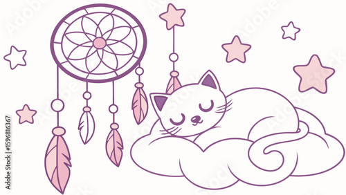 Dreamland colored Cat with a Sleepy touch, placed in a Fantasy dream theme