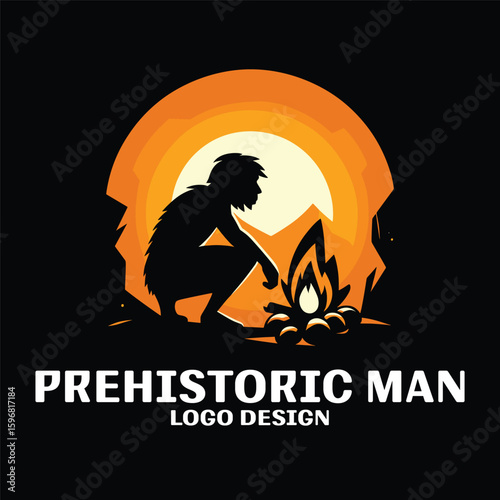 Prehistoric Man Vector Logo Design 