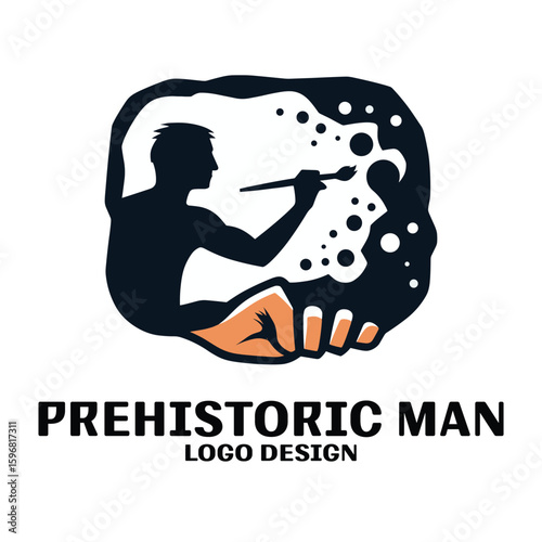 Prehistoric Man Vector Logo Design 