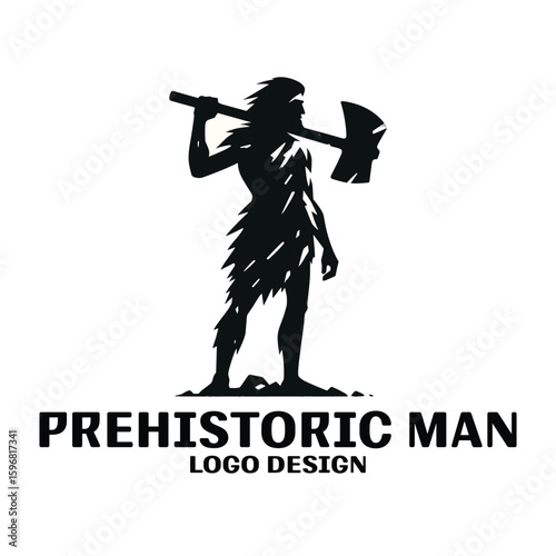 Prehistoric Man Vector Logo Design 
