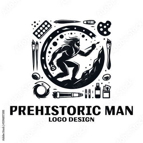 Prehistoric Man Vector Logo Design 