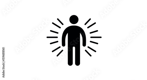 Human silhouette with radiating lines icon for personal growth themes