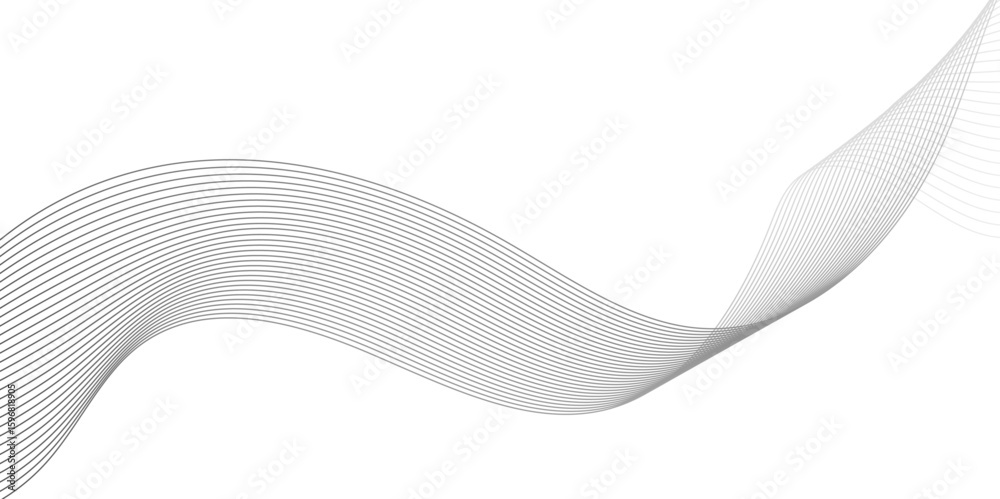 Fototapeta premium Abstract technology lines on white background. Undulate Grey Wave Swirl, frequency sound wave, twisted curve lines with blend effect, wave with lines created using blend tool.