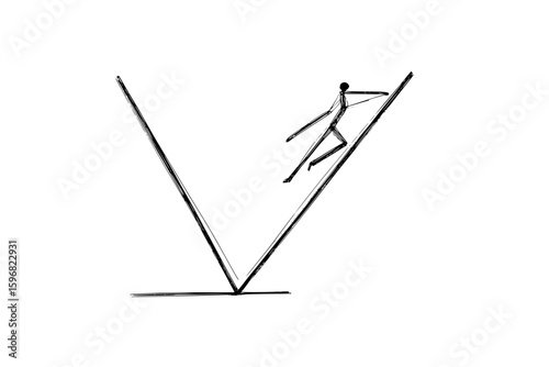 Abstract symmetrical line drawing featuring circles, rectangles, and linear extensions on white background