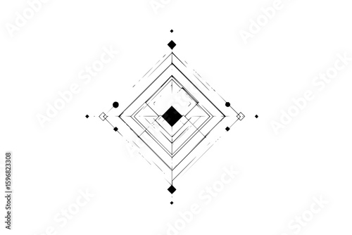 Abstract radial burst pattern with fine lines emanating from a central point in black and white style