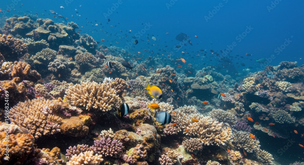 Fototapeta premium Coral reef teeming with fish