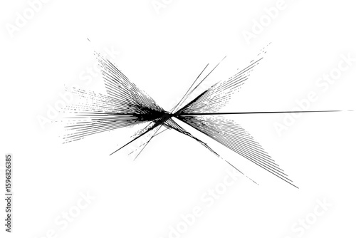 Abstract black circle with radiating lines resembling an eclipse on a white background design element