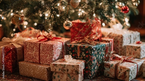 Christmas presents under a tree