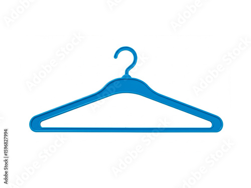 Blue plastic hanger isolated on white background. Empty clothes hanger.