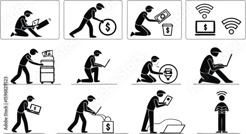 Essential Life Icon Set – Finance, Insurance, Education, and Household Symbols