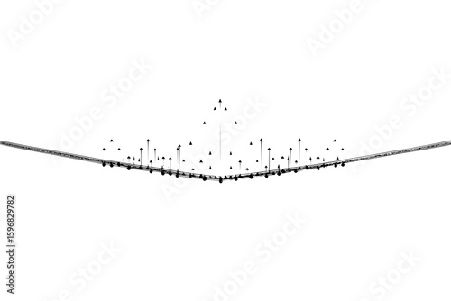 Abstract black and white circular design with radiating lines and geometric shapes creating a focal point