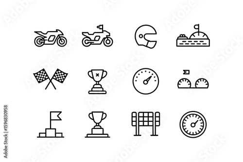 Racing & Motorcycle Sports Icon Set
