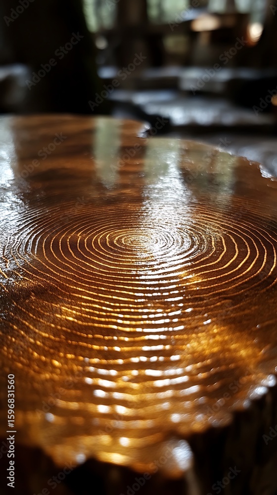 Obraz premium Polished Wooden Tree Stump Top.