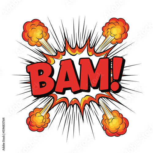 Comic style explosion graphic with the word BAM in bold letters  