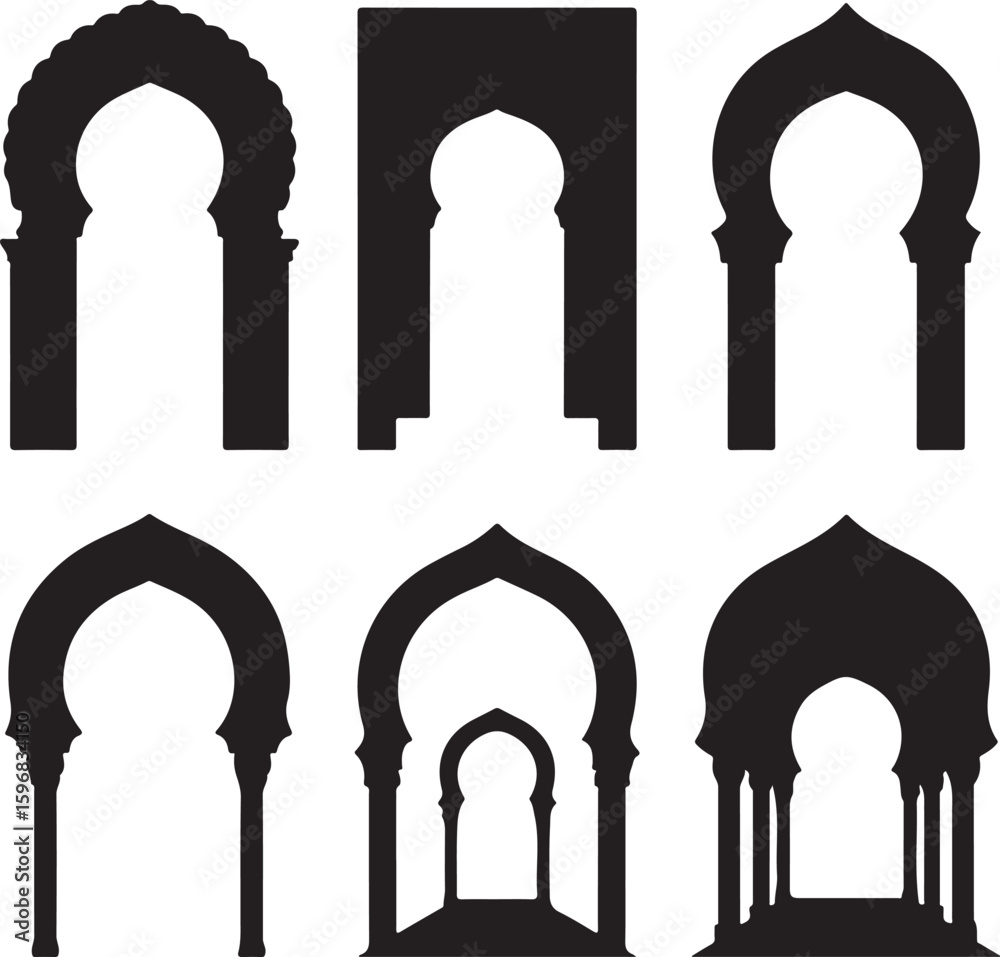 Fototapeta premium Islamic architectural arches silhouettes architecture