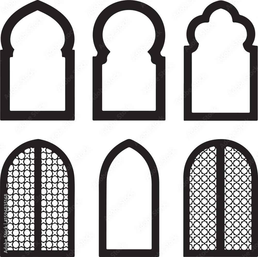 Fototapeta premium Islamic architectural window designs vector
