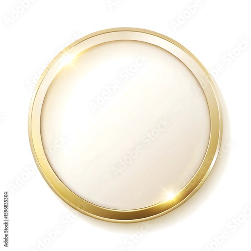 A shiny golden circle frame isolated on white background provides a luxurious and elegant design element