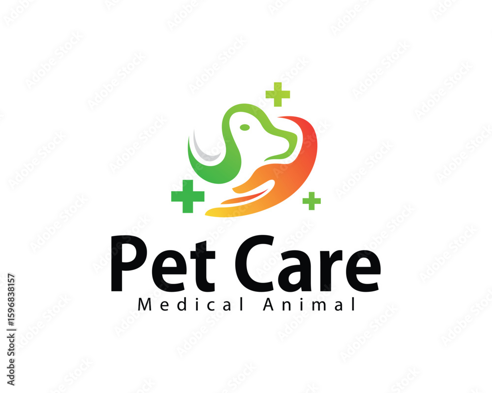 Fototapeta premium pet care logo creative design concept health medical clinic dog
