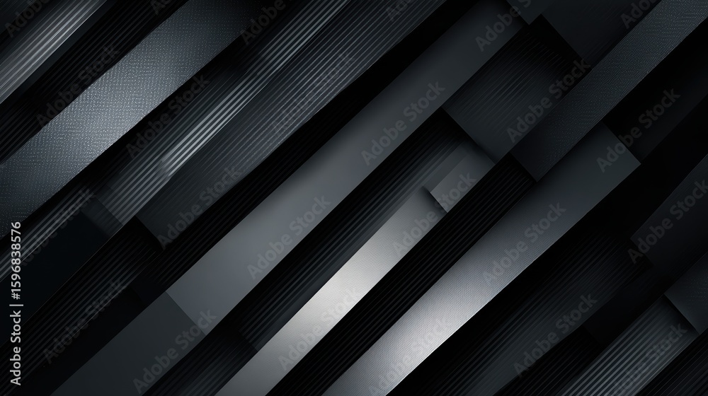 Obraz premium Dark grey stripes abstract tech banner graphic design. Geometric modern background. Vector illustration, no logos, no brands