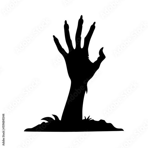 creepy skeleton hand silhouette for horror and graveyard themes