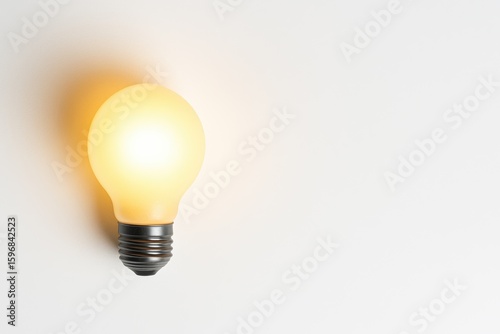 Elegant glowing light bulb on white background. Perfect for concepts, innovation, and design inspiration.
