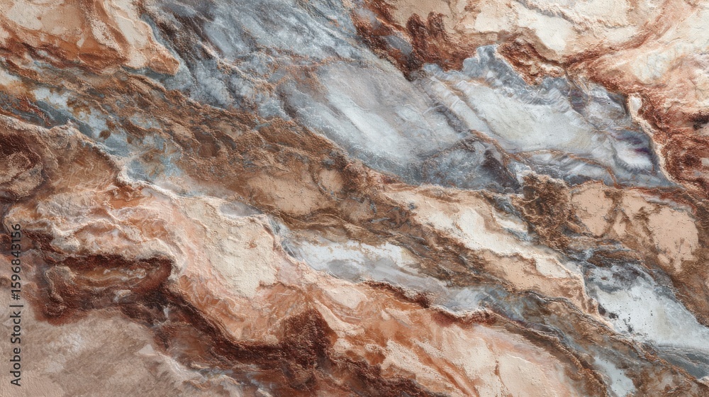 Obraz premium A detailed close up of a painting depicting a marble texture with hues of brown, peach, and rock. Resembling a flooring or dish inspired by earthy elements