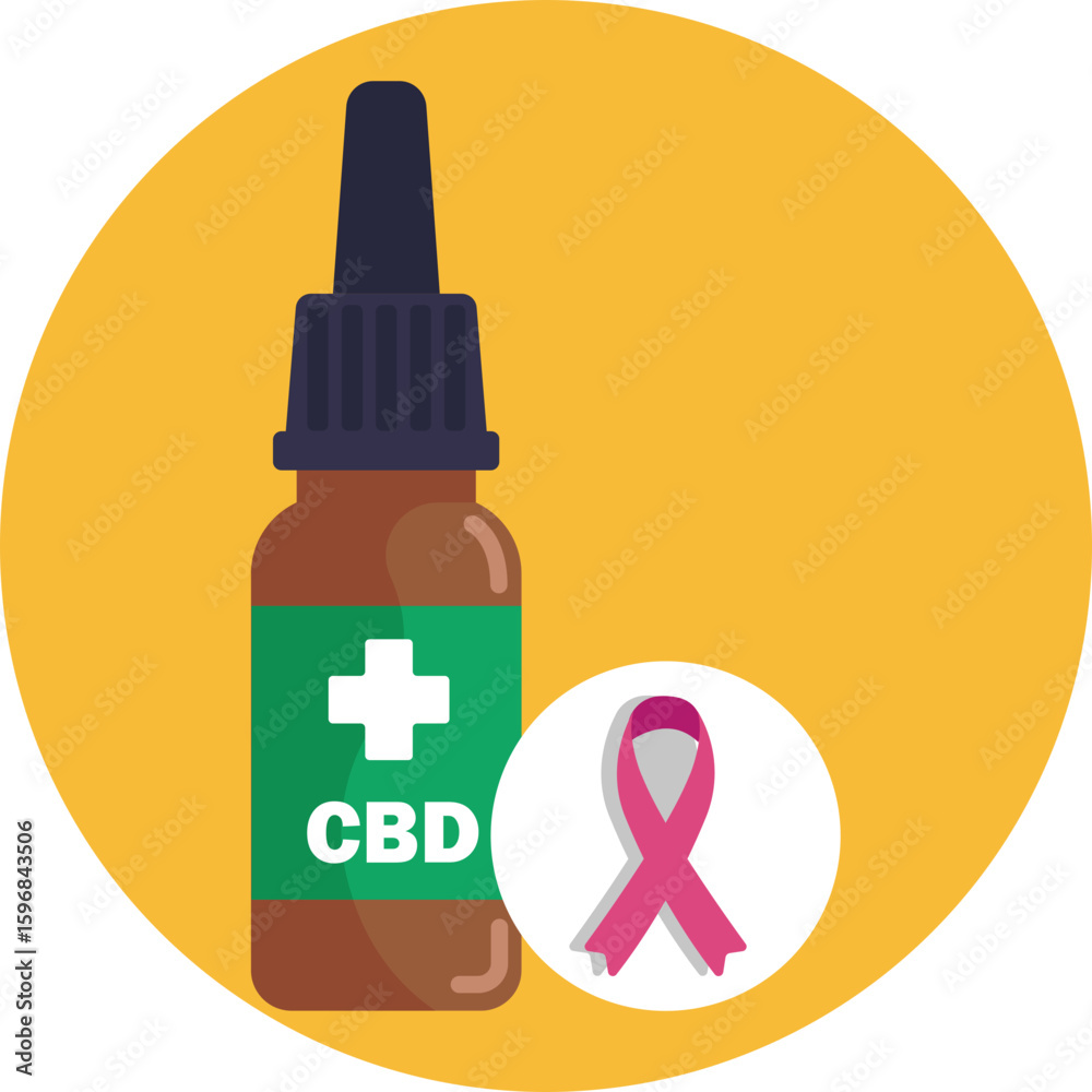 CBD oil symbol representing potential cancer symptom relief. CBD oil symbol representing potential cancer symptom relief.