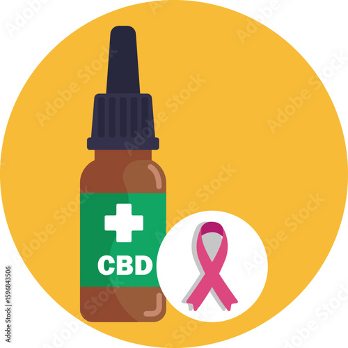CBD oil symbol representing potential cancer symptom relief.