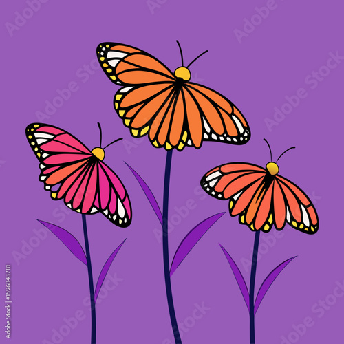 set of butterflies