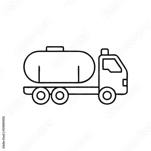 Tanker truck icon for liquids in simple line art style