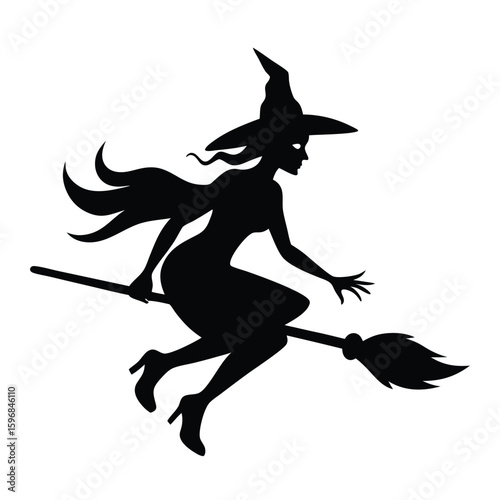 Flying Witch Halloween Silhouette