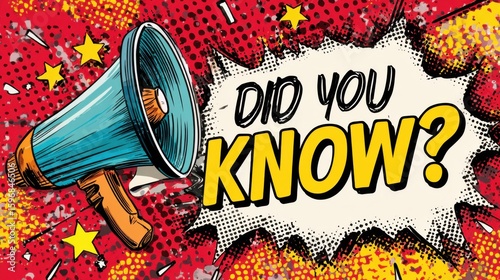 Modern Did You Know label with megaphone. Web banner element. Did You Know? Loudspeaker. Banner design for business, marketing, advertising, life hacks, blog, and social Media. 