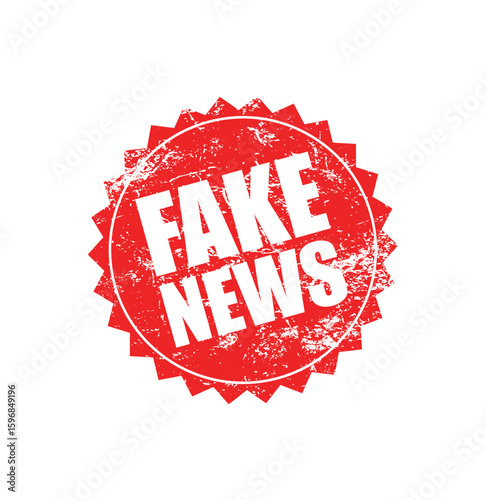 Fake News Stamp – Bold Red Vector Label Icon for Warning, Hoax Alerts, and Disinformation Notices