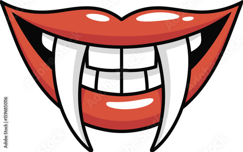 Cartoon Vampire Fangs and Lips Illustration
