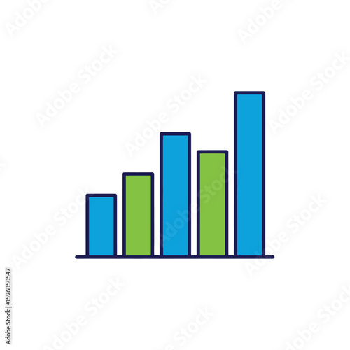Free Download A simple bar graph illustration with blue and green bars showing an upward trend on a white background - GFXLoad
