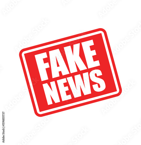 Fake News Stamp – Bold Red Vector Label Icon for Warning, Hoax Alerts, and Disinformation Notices