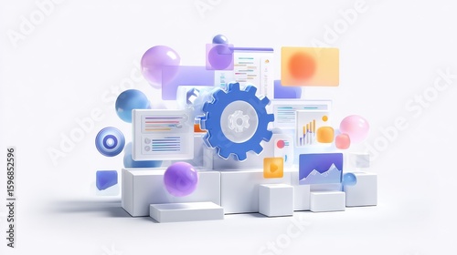 System software development abstract concept vector illustration. All in one software solution, core system modernization, web based software, database systems and apps creation abstract metaphor., n