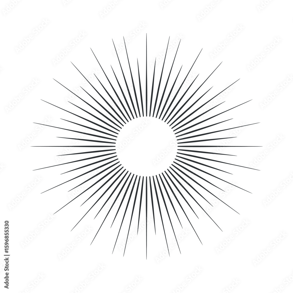 Naklejka premium Radiant Burst of Light A Sunburst Icon Symbolizing Energy and Vitality Perfect for Adding a Dynamic and Eye-Catching Element to Any Design or Project