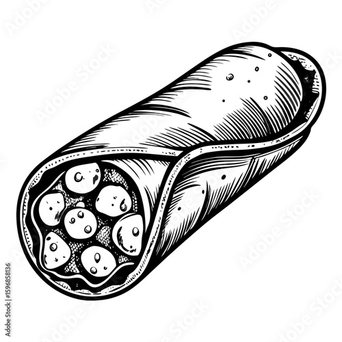 Drawn cannoli filled with cream cheese. Traditional cannoli from Sicily features ricotta filling. Enjoy freshly baked cannoli for a snack. Ideal cannoli dessert for cafe menu or restaurant design.