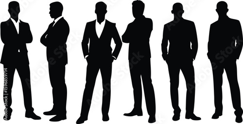 Silhouettes of men in formal attire suits