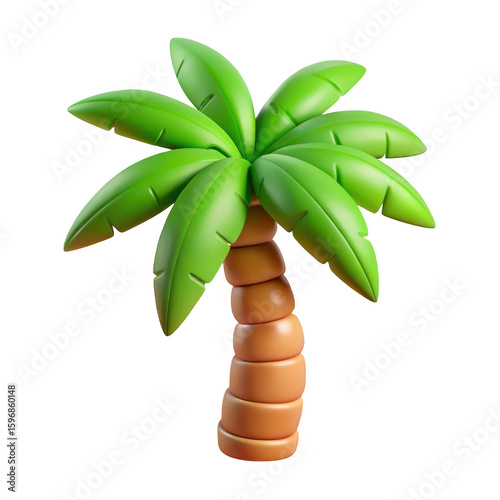 3d stylized palm tree isolated on transparent background