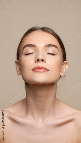 Serene Woman with Closed Eyes, Minimalist Portrait